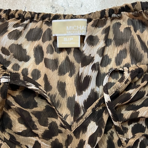 Michael Kors Sheer Leopard Print Blouse Size Small Petite - Picture 3 of 4
